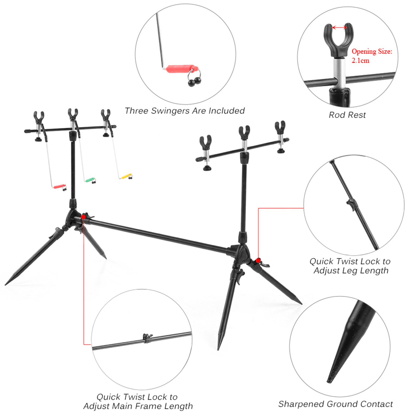 Lixada 3-in-1 Fishing Rod Pod  - Bite Alarm 评论和价格