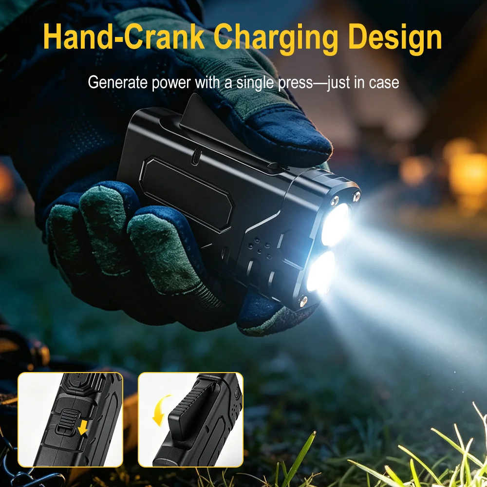 BORUIiT Hand Crank EDC LED Fla - Fishing Light 评论和价格